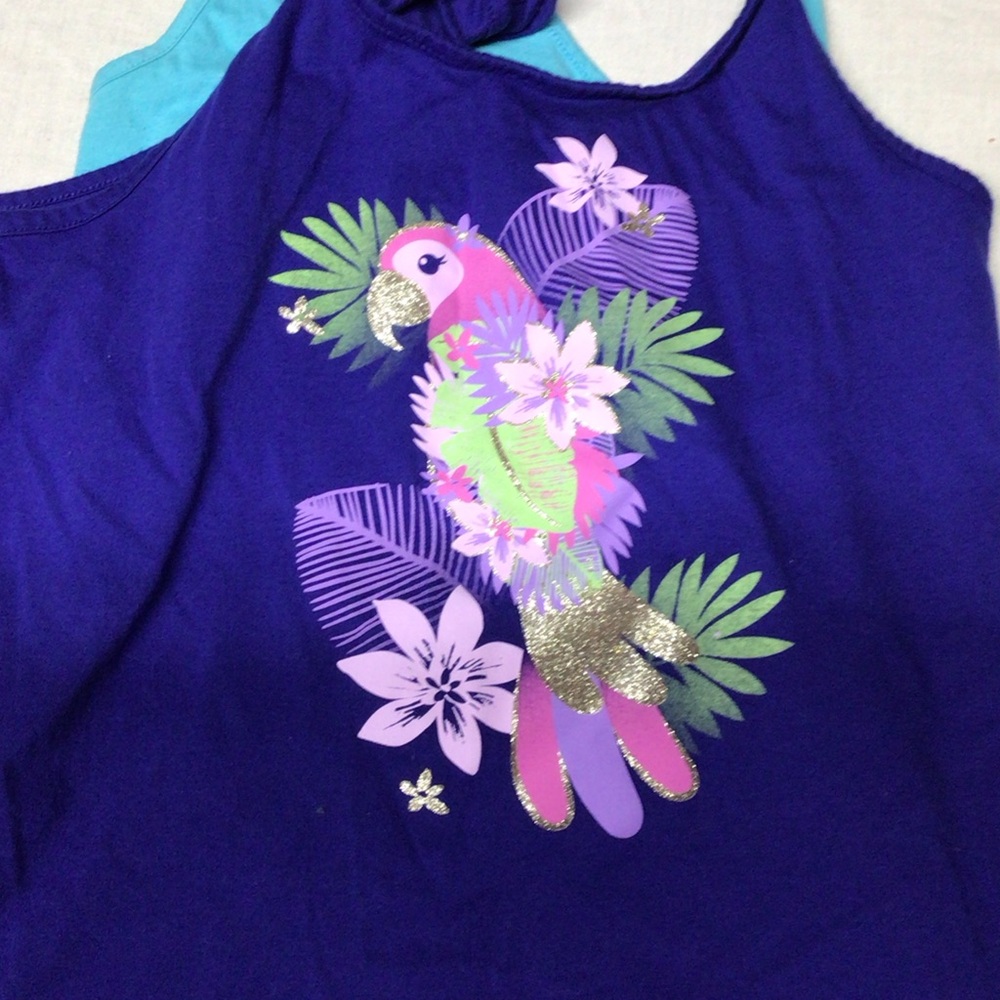 Place Purple Tank Top with Parrot Graphic lot of 2